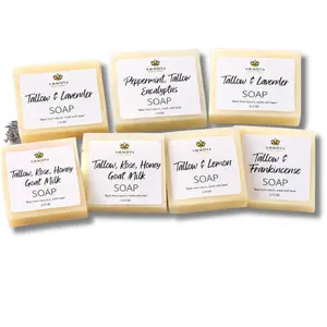 Handcrafted Tallow & Goat Milk Soap Bar – Gentle Cleansing Face & Body Soap – Natural Essential Oil Scents – Creamy Lather