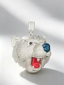 M2-2356 Heavy Duty Roaring Bear Pendant Fashion Necklace for HipHop Enthusiasts European American Style Durable Accessory