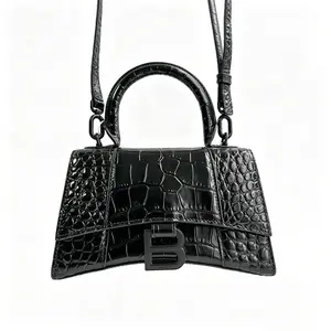 Pre-owned Balenciaga Black Leather Top Handle Bag Hourglass XS D0011