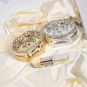 2026 New Unique Mini Metal Tin Lipstick Bag for Women, Bling Rhinestone Chain Crossbody & Shoulder Bag, Portable Mini Earphone Pouch, Fashionable Compact Design Perfect for Daily Outings, Parties, Travel & Casual Matching