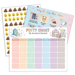 17Pcs Potty Training Chart for Kids, 4 Pack Weekly Potty Chart with 12 Sticker Sheets, 1000+ Poop and Pee Stickers, Toilet Training Chart for Potty Success, Kids Potty Training Supplies