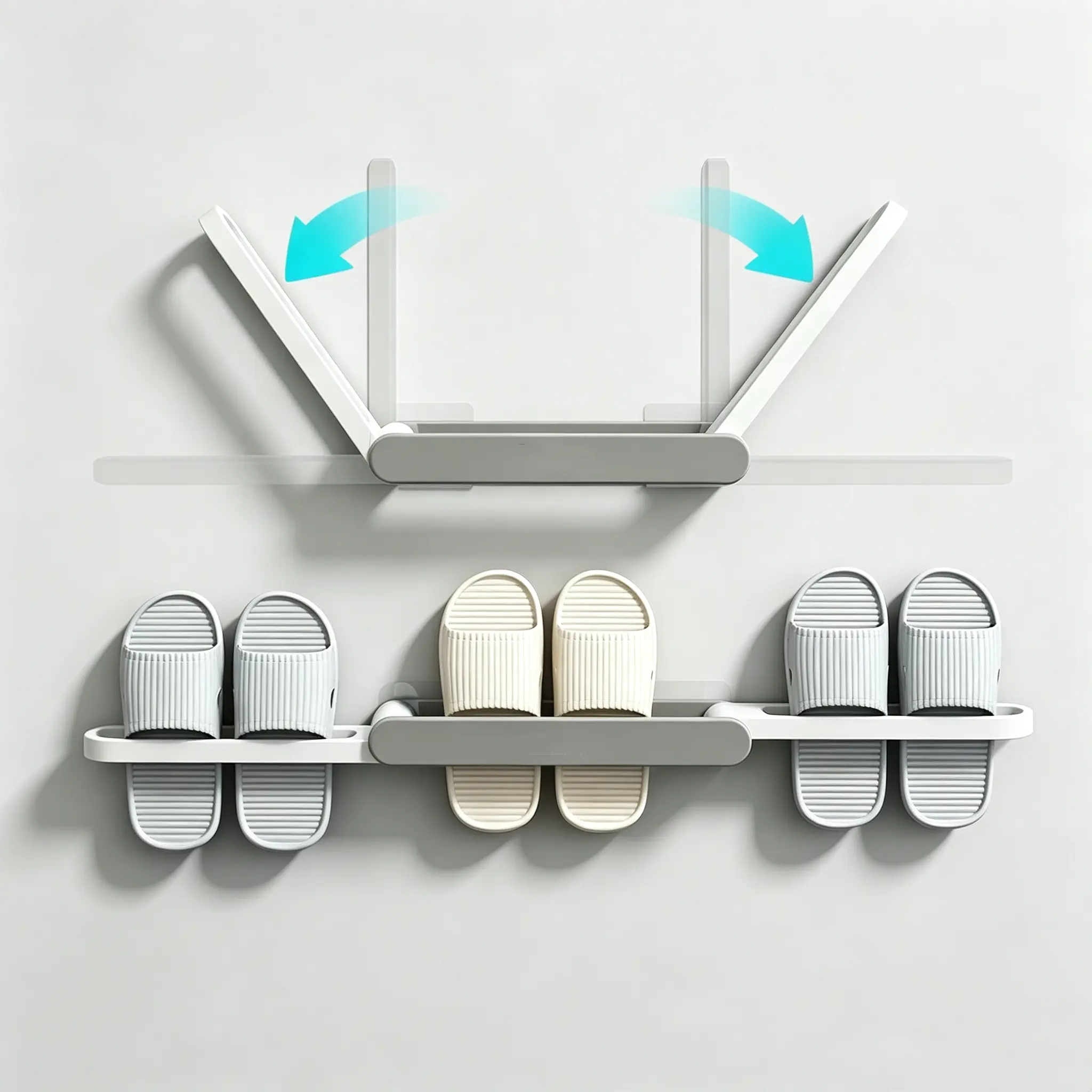 Punch-Free Slipper Rack for Bathroom, Wall-Mounted Shoe Organizer, Simple Hanging Shoe Holder for Home Toilet