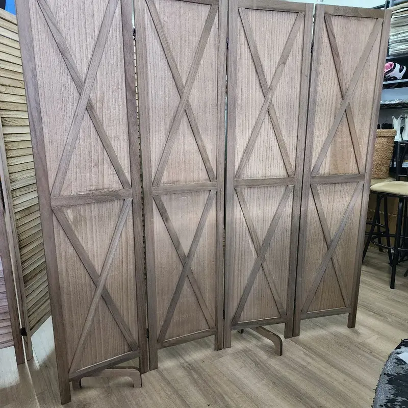 4 panels wood room divider (64"W×67"H).