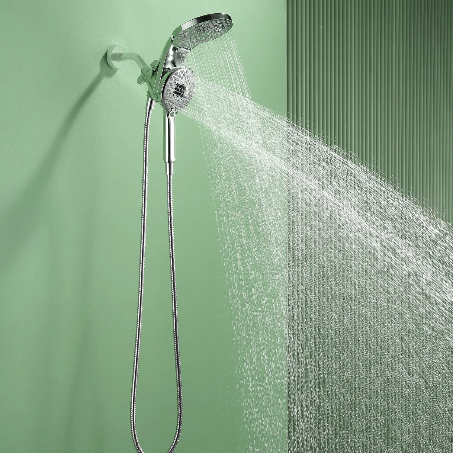10-Function Magnetic Shower Head Combo, 5-Setting Rainfall Shower Head & Handheld Shower with 3-Way Spray Modes, 1.5M Stainless Steel Hose - Matte Black, Brushed Nickel, Brushed Gold