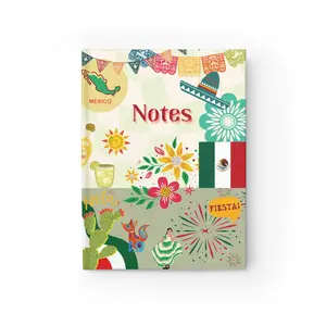 Mexican Inspired Hard Back Travel Journal - Blank Writing Notebook, Traveler's Sketchbook, Travel Notes with Mexico Fiesta Design