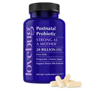 Lovebug Postnatal Probiotic | Daily Probiotic for Postpartum Moms | 20 Billion CFU, 6 Probiotic Strains | Lactation Blend + Vitamins D, B6 & B12 | 30 or 60 Day Supply