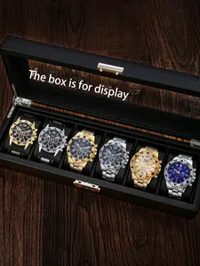 Men's Watch Set, Business Casual Quartz Analog Watches, Golden Color Alloy Case, Perfect Gift for Him, Exquisite Watch Set, All Seasons Wear