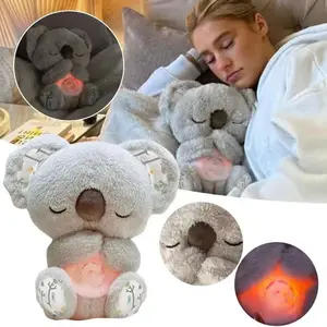 Cuddly Koala Plush Sleep Aid with Soft Glow Night Light Calming Music and Simulated Breathing Comforting Bedtime Comfort Toys