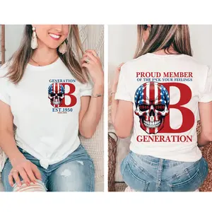 Custom Est.Year 1946-1964 Skull Flag Baby Boomers 2 Side Shirt, Baby Boomers T-shirt, Proud Member Baby Boomers Shirt, Flag Skull Shirt