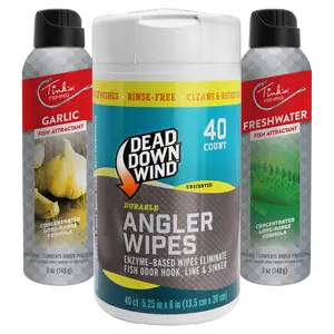 Tink's Fishing Scent Bundle - Freshwater Spray Lure, Garlic Spray Lure, & DDW Angler Wipes