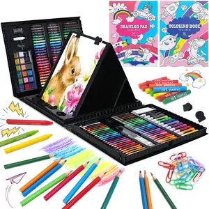 Art Supplies, 276-Piece Art Set Crafts Drawing Kits with Double Sided Trifold Easel, Includes Sketch Pads, Oil Pastels, Crayons, Colored Pencils, Gifts for Girls Boys Teen Ages 4-6-8-9-12 (pink)