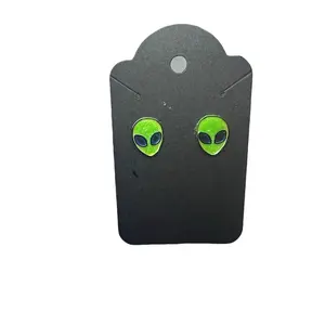 Handmade Little green alien stud earrings