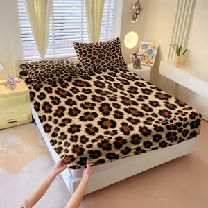 3Pcs Leopard Print Fitted Sheet Set, Multiple Styles, Soft Breathable Comfortable Skin-Friendly, Suitable for All People, Ideal Gift Choice (No Filler, No Pillow Insert)