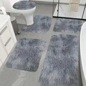 3/4/5pcs Mixed Colors Bath Mats Set Bathroom Rugs For 4/5pcs Toilet Mats Universal Soft Quickly Dry Comfortable Water Absorption Non-Slip Thick Machine Washable Easy Dry Dark Color