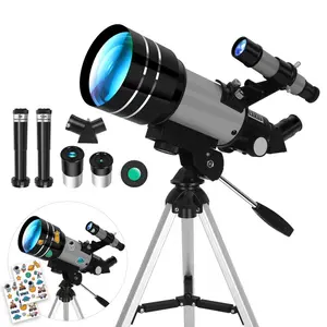70mm  Portable Refractor Telescope for Beginners 300mm Focal Length, Family Astronomy Scope with Tripod & Space Stickers