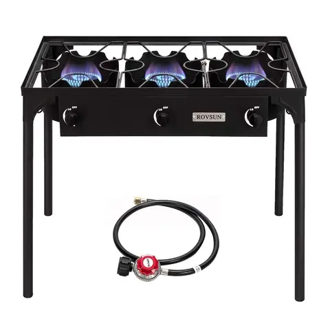 ROVSUN 1/2/3/4 Burner Propane Gas Stove,75000-225000 BTU High Pressure | CSA Regulator Included | Perfect for Camping, Turkey Frying, Home Brewing & More,TikTokShopBlackFriday