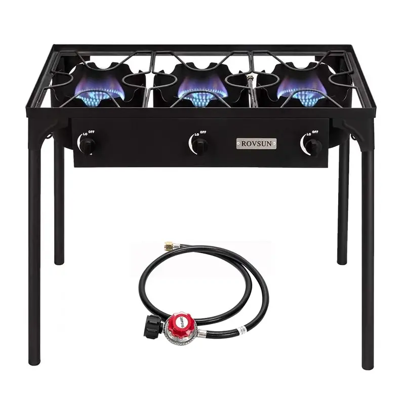 ROVSUN 1/2/3/4 Burner Propane Gas Stove,75000-225000 BTU High Pressure | CSA Regulator Included | Perfect for Camping, Turkey Frying, Home Brewing & More,TikTokShopBlackFriday