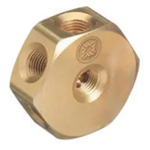 212 MAIN 7-Cylinder Brass Hexagonal Plumbing Pipe Manifold Fitting, 0.25 in. NPT Female Threads, 2 in. Hex Shape, 3000 PSI Max Pressure, with Outlets