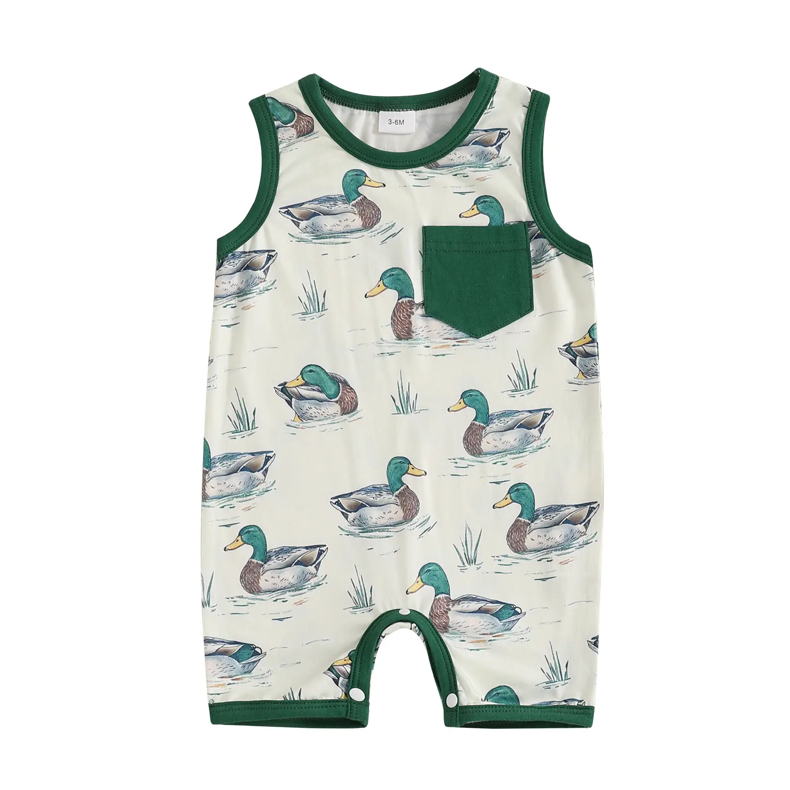 Summer Outfit Infant Baby Boy Sleeveless Romper Onesie Bodysuit Jumpsuit Shorts Mallard Duck Summer Farm Clothes