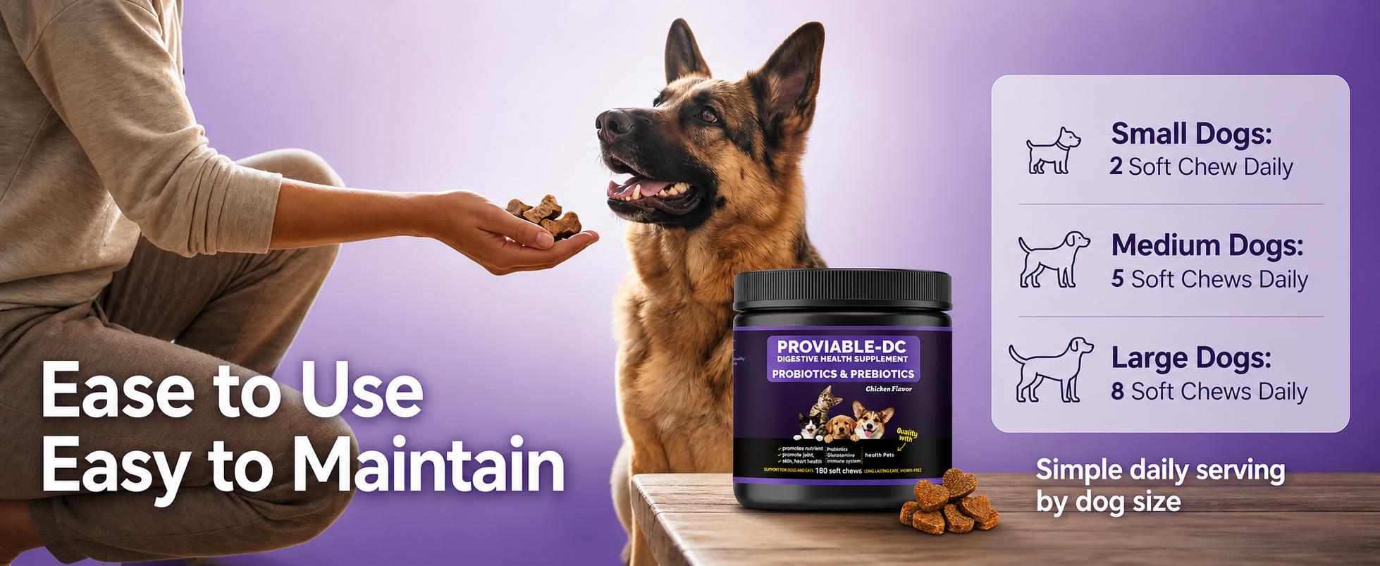 180ct Dog & Cat Prebiotic & Probiotic Soft Chews - 4-Strain 5B CFU, Digestive Enzymes, Organic Inulin - Chicken Flavor for Gut Balance, Immune Health, Digestion, Stool Quality Support