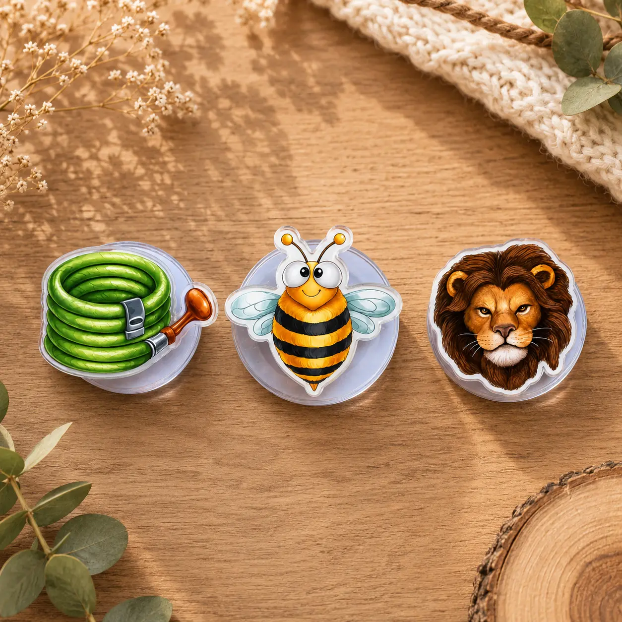 Garden Lover Magnetic Phone Grip Stand, Cute Bee Lion & Garden Hose MagSafe Phone Holder, Nature Inspired Kindle Grip, Gardener Gift