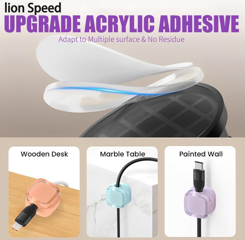 Magnetic Cord Organizer Holder, 6 Pack Wall Mounted Cable Clips, Desktop Cable Organizer Storage Management Clip, Home Organizer for Office Desk