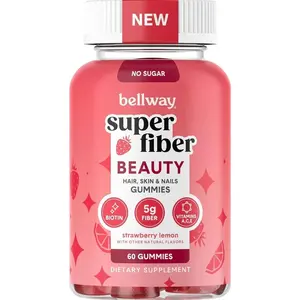 Bellway Super Fiber Gummies + Beauty – Sugar Free Fiber Supplement with Biotin & Vitamins A C E – Supports Digestive Health, Skin, Hair & Nails - 60 Count