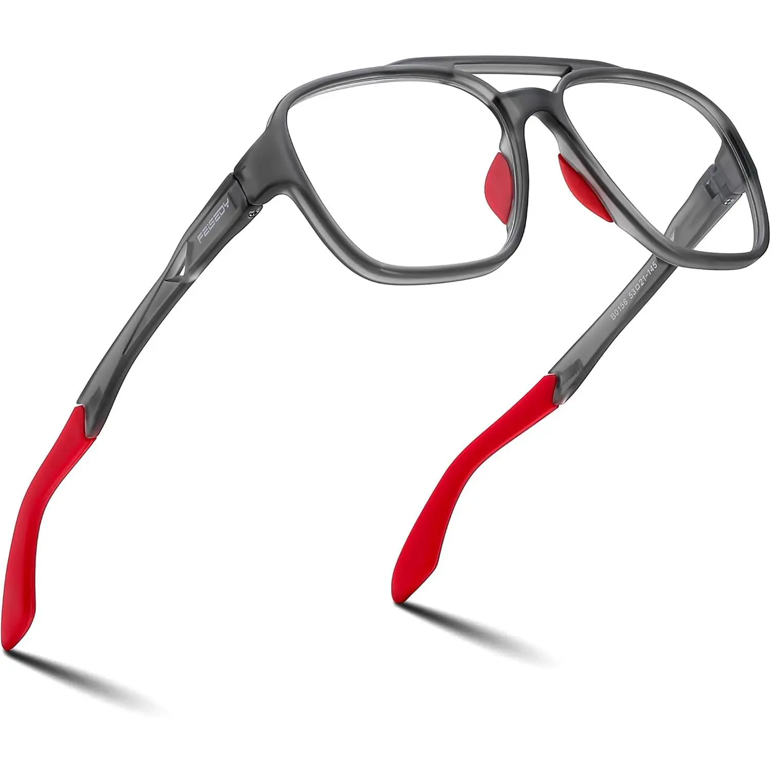 EyeconicFinds Sports Blue Light Glasses for Men Lightweight Anti Slip Running Cycling Square Glasses Computer Eyeglasses B0156