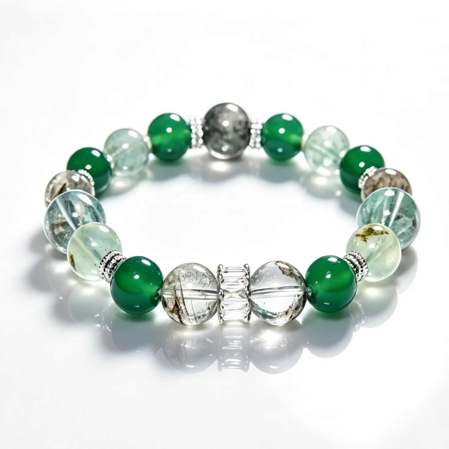 Natural Crystal Bracelet with Mica, Moonstone & Wood Beads - Crystal Design Energy Jewelry for Spiritual Wellness, Anklet Option