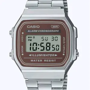 A168WA-5A brand new Casio silver vintage brown dial digital latest watch "new style"