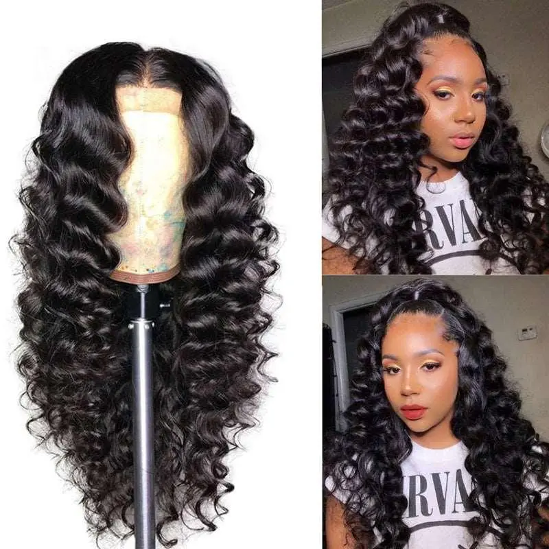 Indian Loose Deep Wave 360 Lace Frontal Wigs for Women
