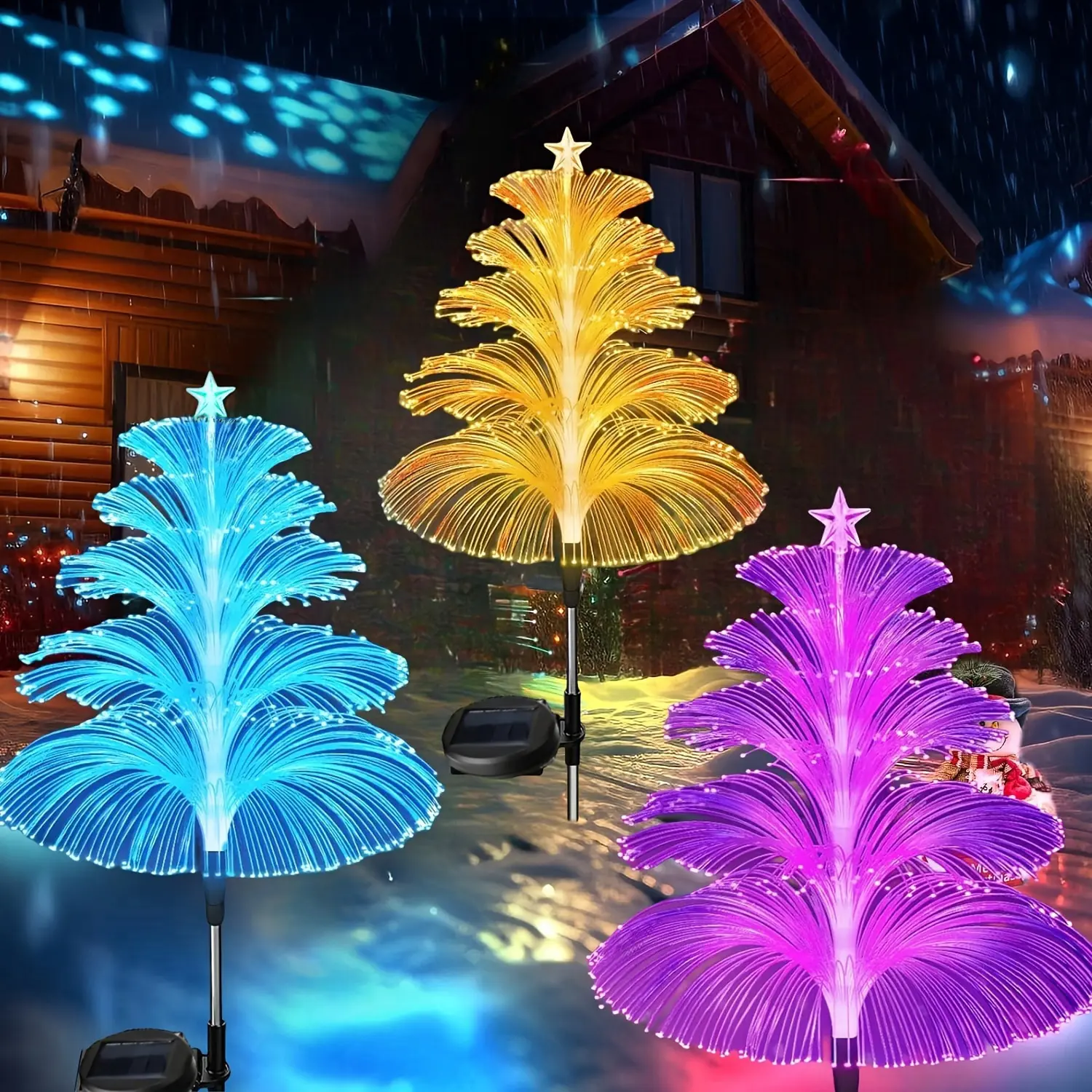 Solar Outdoor Jellyfish Garden Light, 1-Piece Multi-Layer LED with 7 Randomly Changing Modes, Light Sensor Control, for Garden, Patio Decoration and Holiday Gifts, Solar Outdoor Lights