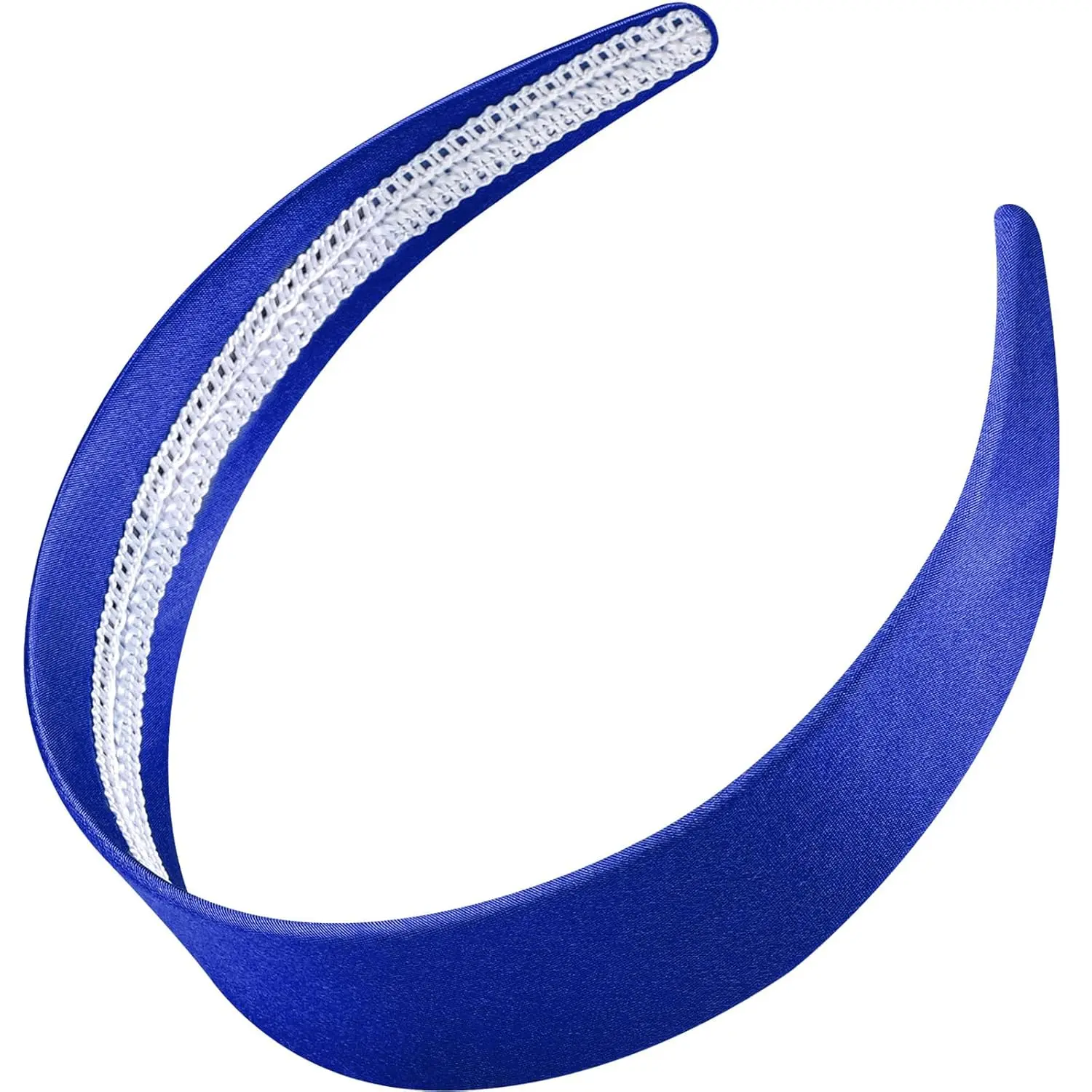 1.6 Inch Wide Headbands Silk Satin Plain Headband for Women, Non Slip Solid Hair Bands Hair Accessories Cosplay DIY Holiday Head Band (Royal Blue, Large)