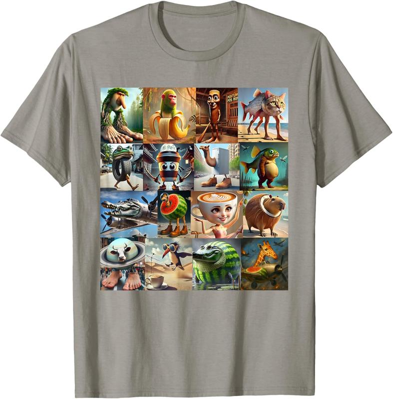 Brainrot Meme Italian For Men and Yout Women's Letter Print Solid Round Neck Tee, Regular Fit Casual Short Sleeve T-shirt, Summer Outfits, Women's Top, Daily Outdoor