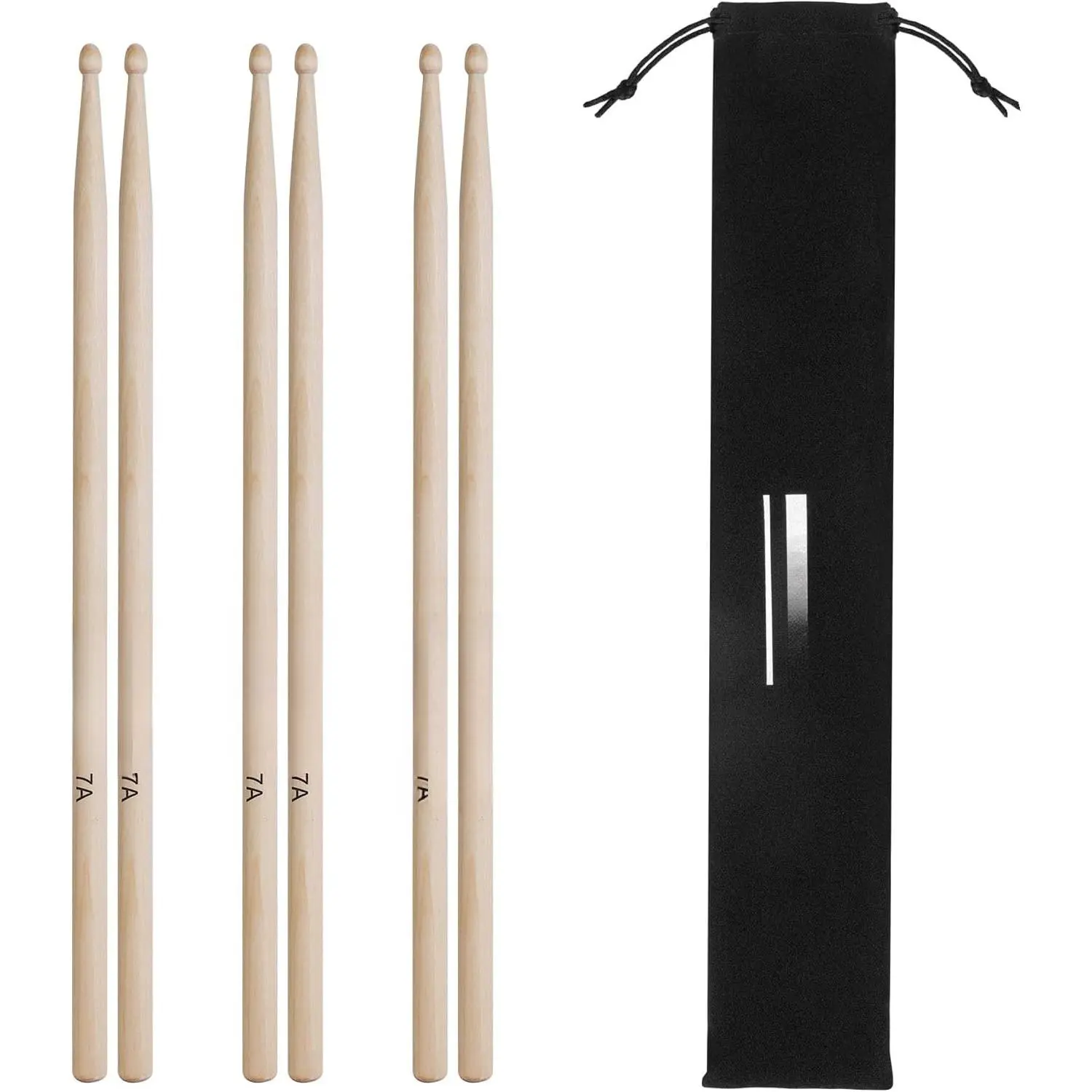 3 Pairs Maple  Drumsticks 7A Drum Sticks for  and Beginners