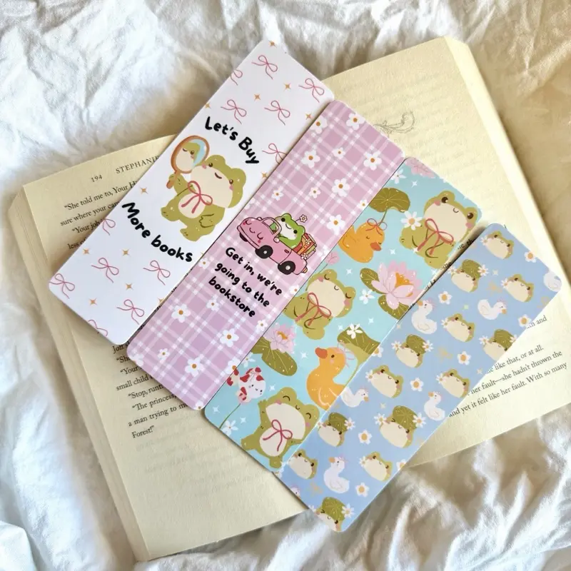 Spring Frog Bookmarks - Handmade 2” x 7” Heavy Cardstock Laminated with Rounded Corners for Book Lovers