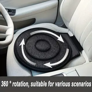1pc Swivel Car Seat Cushion with 360° Rotation - Non-Slip Base, Memory Foam - Ergonomic Office & Driving Chair Cushion - Lightweight, Portable for Cars, Home, Garage - Fit for Senior & All Drivers - Black, Versatile Seat Accessory, Easygrip Design