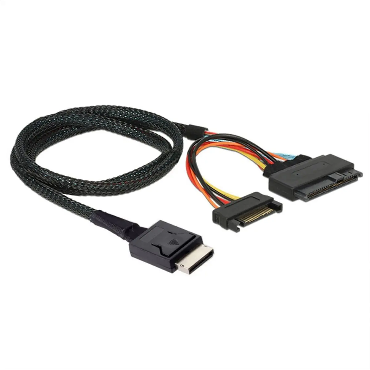 Gen 4 Oculink SFF-8611 4I to PCIe SFF-8639 U.2 NVMe with SATA 15P Male Power Server Cable