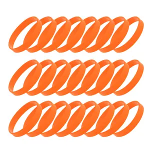 Unique Bargains Solid Silicone Bracelets Orange 24 Pcs