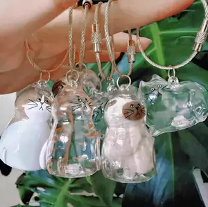 Personalized Cat Fur Keychain - Transparent Pet Hair Holder Necklace, Unique Gift for Cat Mom Dad, ASMR Collection