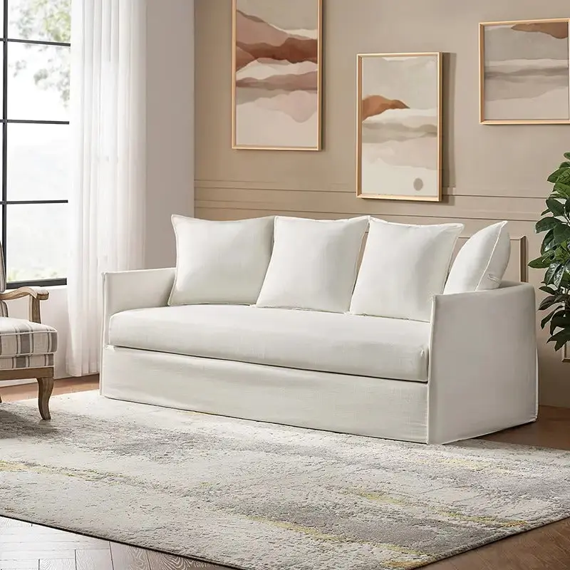 Severin Slipcovered Sofa – Modern Sofa with Removable Washable Cover, Reversible Cushions, Slim Frame Design