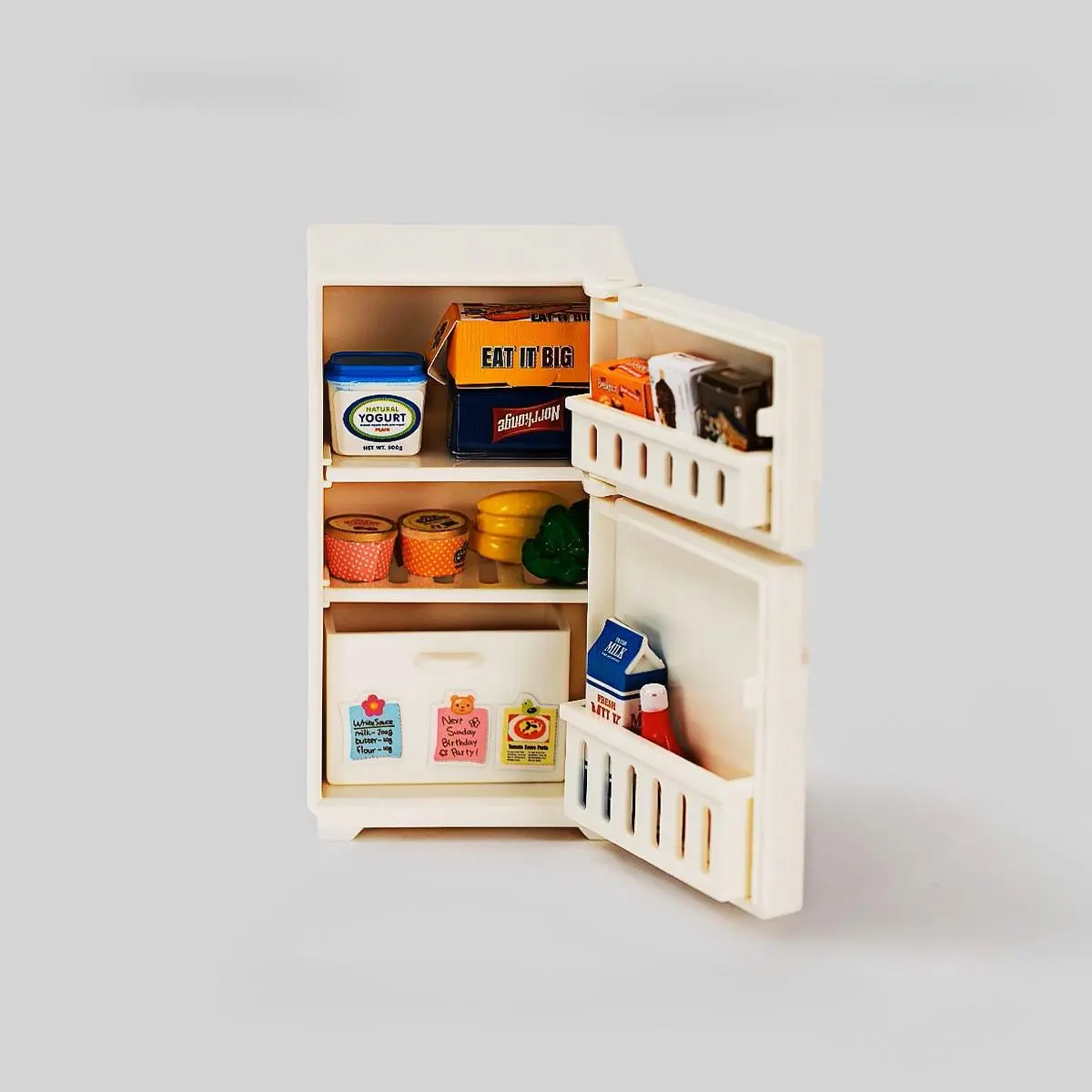 17pcs Mini Dollhouse Fridge & Kitchen Role Play Set - Kids Doll Playsets, Dollhouse Furniture, Miniature Cookware Toys, Doll Accessories Gift