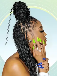 16 Inch Black Long Wavy Braided Lace Wigs for Women, Gorgeous Fluffy Wigs with Baby Hair Bangs, Synthetic Braided Full Lace Wigs for Party, Daily Use, Wigs That Look Like Real Hair, Realistic Illusion Hairline