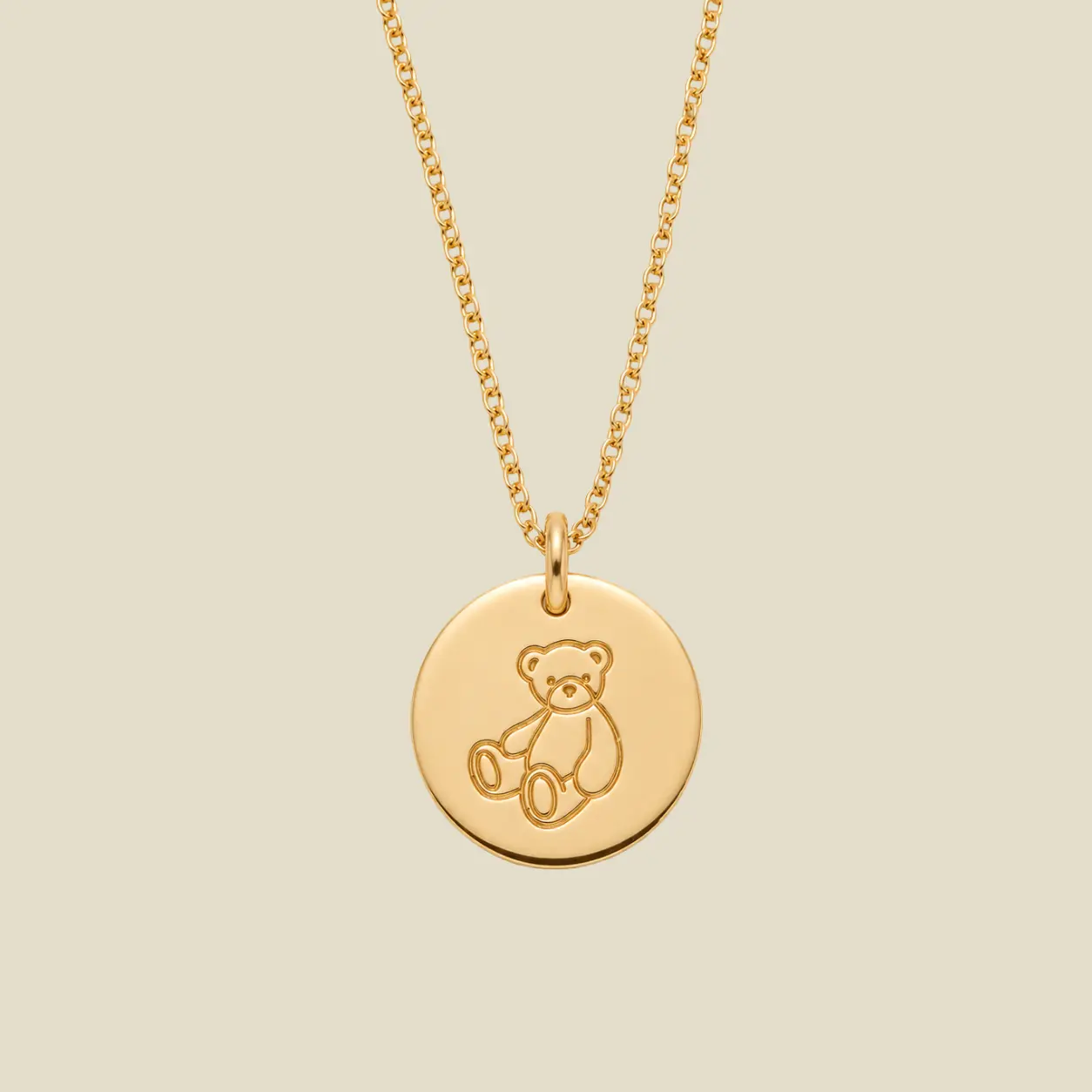Teddy Bear Disc Necklace