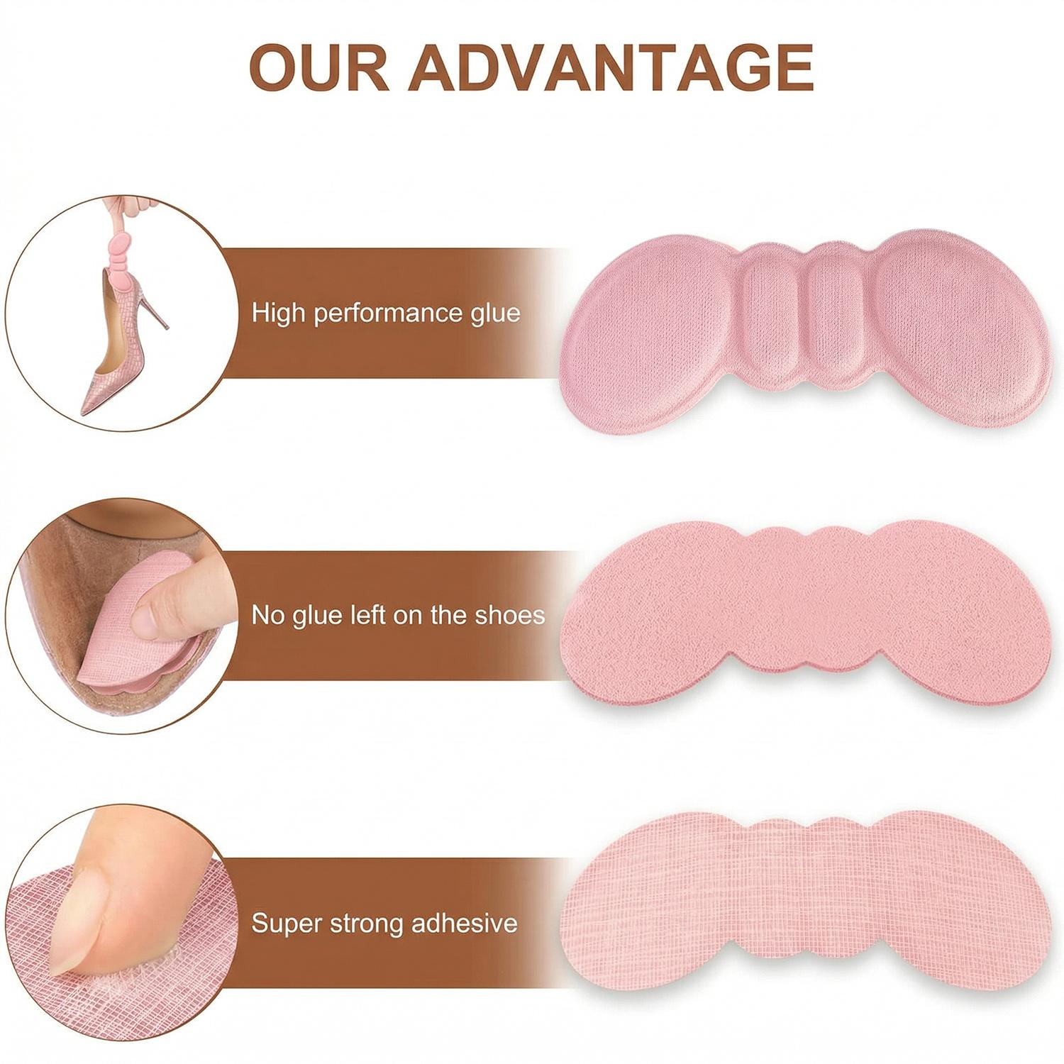 8 Pairs Premium Foam Heel Pads for Shoe that are Too Big Inserts Grips, Back of Heel Cushions Protectors Liner Heel Slip Pads,Blisters, Filler for Loose Shoe Fit