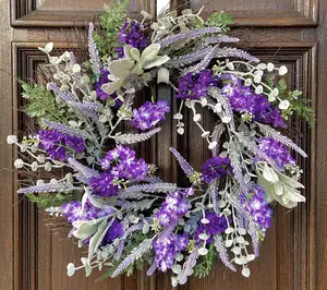 Haute Decor 24 Inch Mixed Lavender/Larkspur Wreath