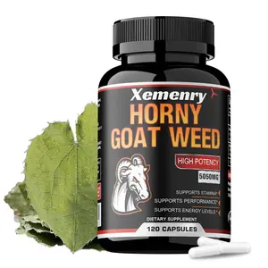 Xemenry Horny Goat Weed Capsules with Black Pepper Extract - Herbal Dietary Supplement - 120 Capsules
