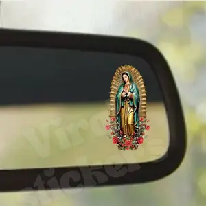 4pcs Small Rearview Mirror Virgin Mary Decorations