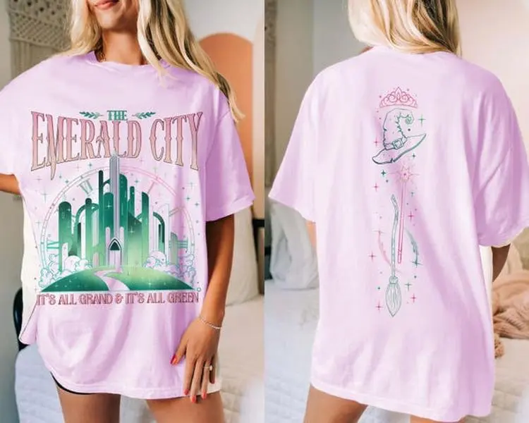 Wicked Change For Good Glitter Comfort Color T-Shirt Defy Gravity Broomstick Magic Wand T-Shirt Witch Pink And Green Tee Wicked shirt