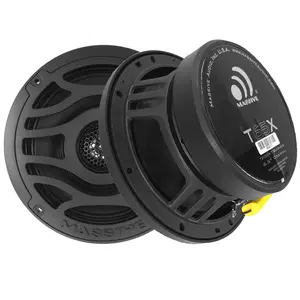 Massive Audio T65X 6.5" 120 Watts Marine Coaxial Speakers Pair IP65 Weatherproof 1" Tweeters 4 Ohm 316 Stainless Steel Grills - Aluminium